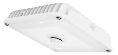LED Square Garage Canopy Light - Watt Selectable 60W/40W/25W - Up To 7400 Lumens - Ceiling or Conduit Mount - 4000K Neutral White - 120-277V - White - With Z10 Receptacle