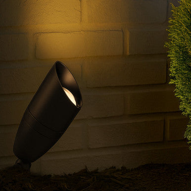 Slim Bullet LED Landscape Light With Shroud- 8 Watts - 700 Lumens - 120V - Color Temperature Selectable 30K/40K/50K  - Knuckle Mount With Included Stake - Oil Rubbed Bronze Finish