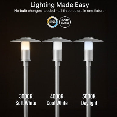 Indirect LED Post Light - Watt Selectable 40W/30W/20W/12W - Color Selectable 30K/40K/50K - 120-277V - 0-10V Dimmable - Silver Finish