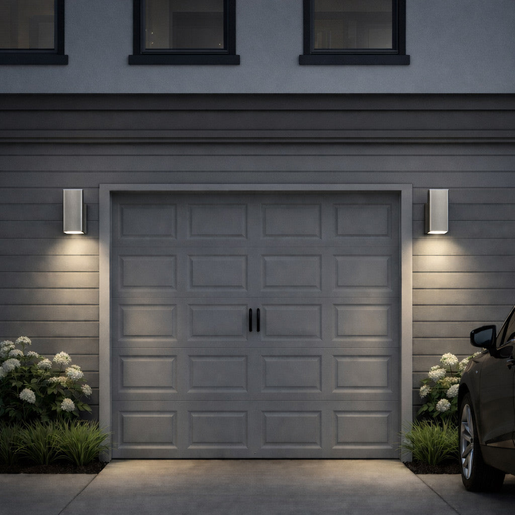 LED Square Cylinder Sconce Wall Light - 20 Watt - 960 Lumens - Color Selectable 30K/40K/50K - 120V - Brushed Nickel Finish - Dimmable Down Light