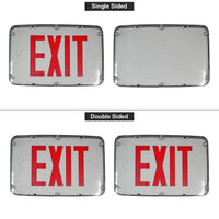 Hazardous Location LED Exit Sign & Emergency Light - Single Face - Gray Housing Color with Red Lettering - 120-277V - with 90 Minute Battery Back-Up