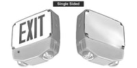 Wet Location Combo LED Exit Sign And Emergency Light Single Face- Black Housing Color, and Green Lettering - With 90 Minute Battery Back-Up