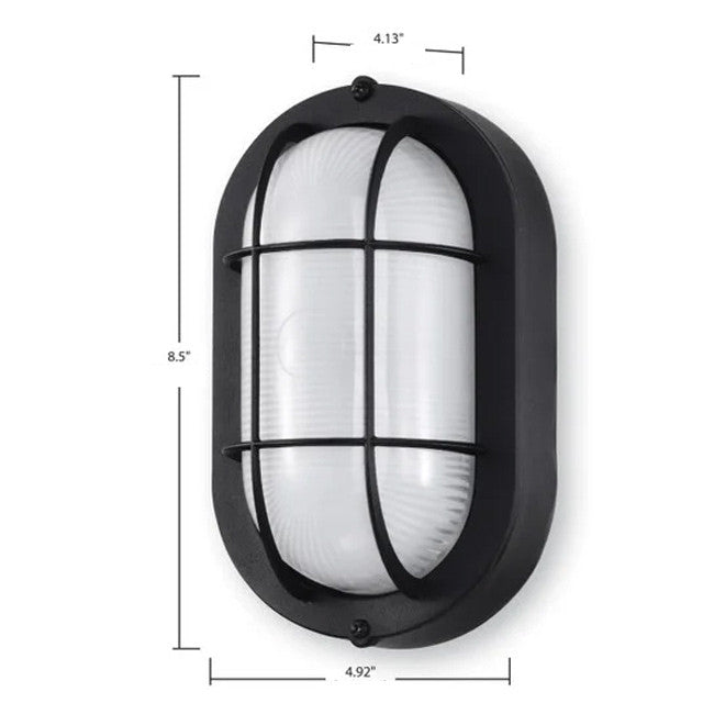 LED Bulk Head Light - Glass Lens - Wall or Ceiling Mount – Wet Location - 14 Watts - 800 Lumens - 3000K Soft White - 120V - Black Finish