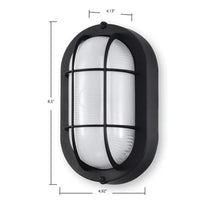 LED Bulk Head Light - Glass Lens - Wall or Ceiling Mount – Wet Location - 14 Watts - 800 Lumens - 3000K Soft White - 120V - Black Finish