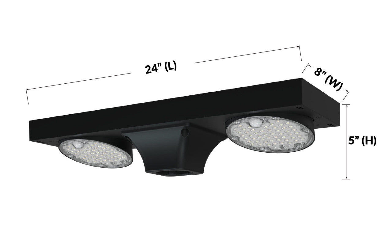 Solar LED Dual Head Post Top Light w/ Rotatable Lights - Dusk To Dawn - Remote Programmable - Extremely Bright - Commercial Grade - 40 Watt - 4800 Lumen Output - Warm White/Daylight Color Switchable