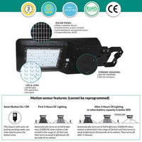 LED Solar Dusk to Dawn Light - 15 Watt - 1600 Lumens - 6000K Daylight - Wall or Post Mount - with PIR Motion Sensor