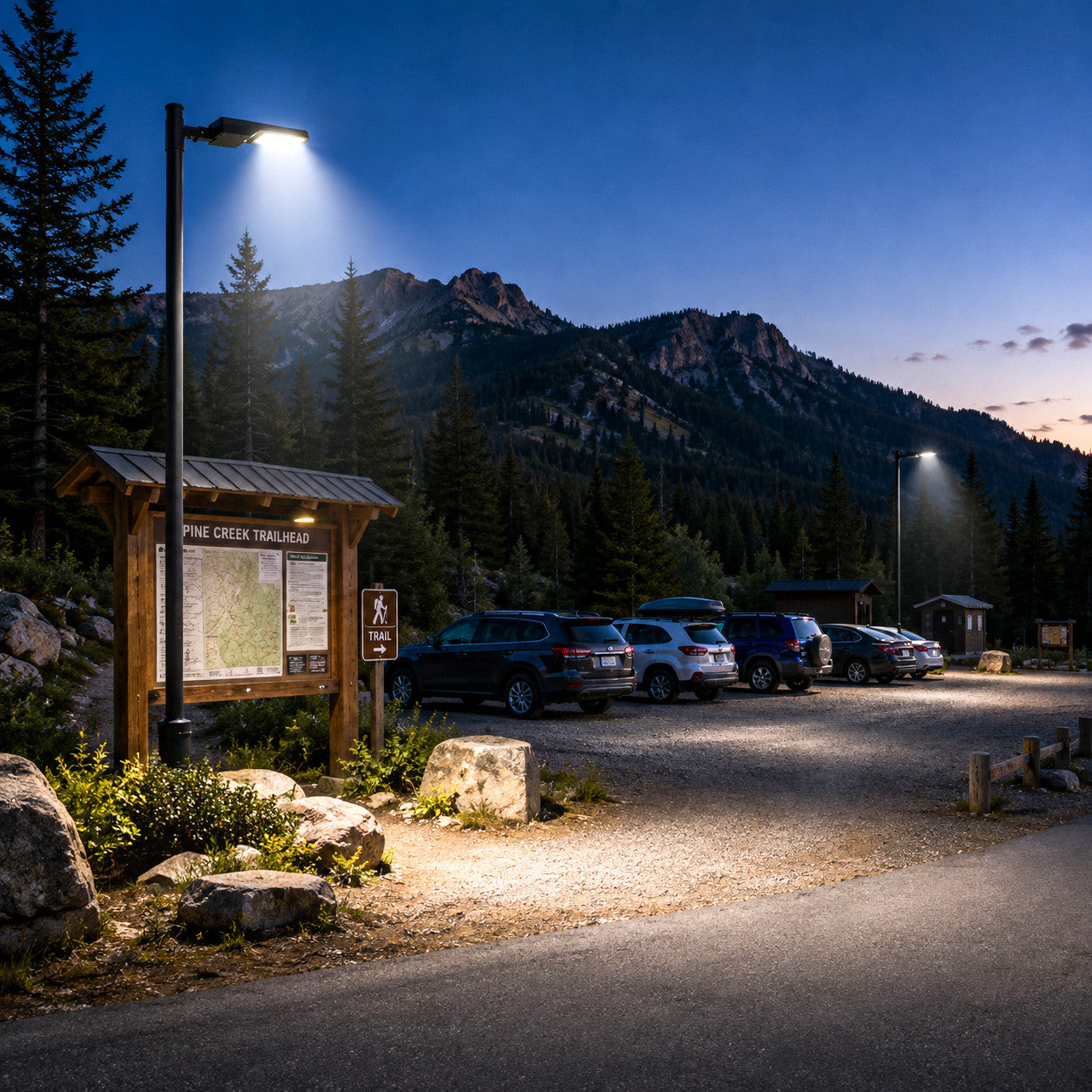 LED Dusk to Dawn Outdoor Solar Lights - Post or Wall Mounted - Choose from Multiple Wattages