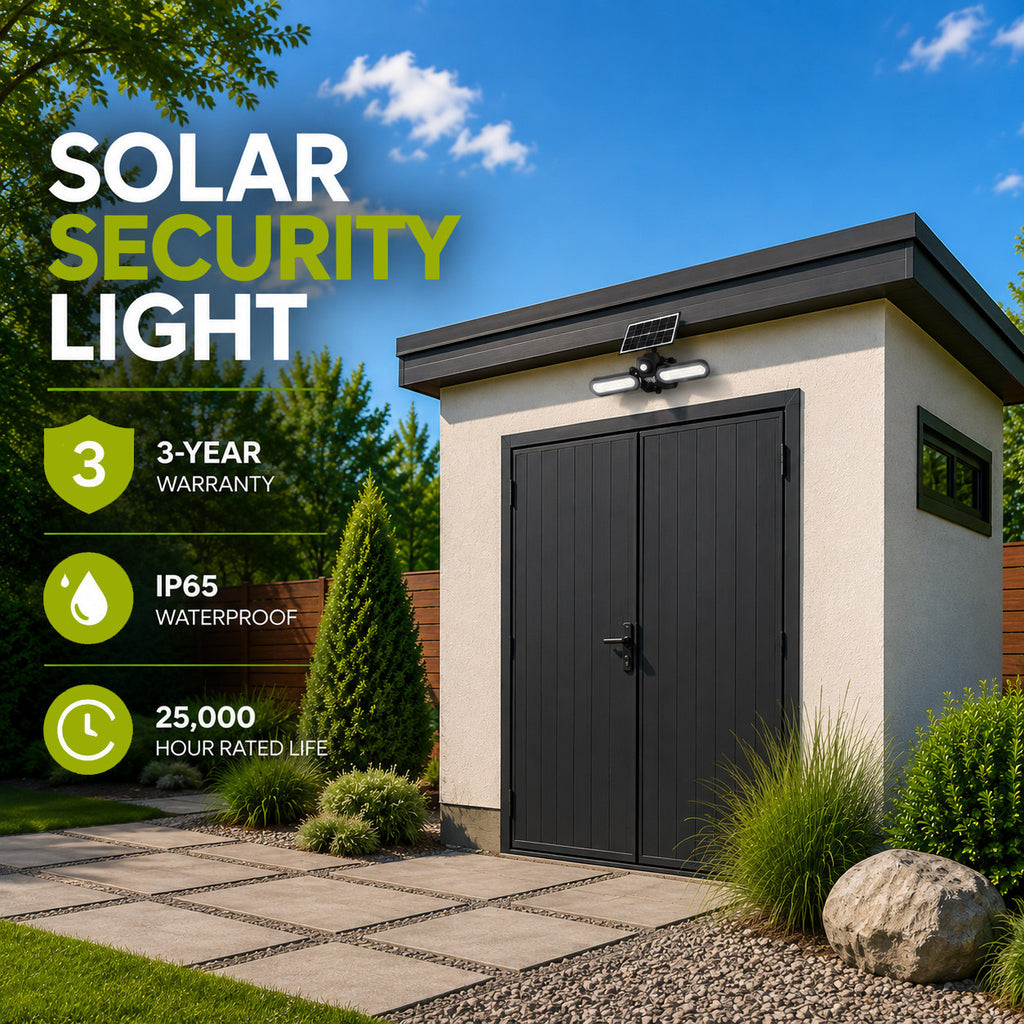 LED Solar Wall Lights - 15 Watt - 6000K Daylight Deluxe - Black Finish