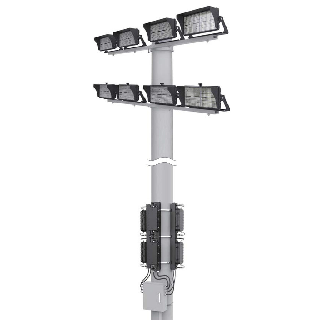 High Output LED Stadium Light - 1200W - 200-480 Volts - Color Selectable 40K/50K/57K -180000 Lumen - Yoke Mount - Black Finish