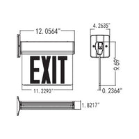 LED Edge Lit Exit Sign -  Top, Back or End Surface Mount - Plastic - Silver Housing with Mirror Panel - Red/Green Selectable Lettering
