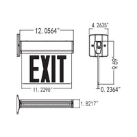 LED Edge Lit Exit Sign -  Top, Back or End Surface Mount - Plastic - Silver Housing with Mirror Panel - Red/Green Selectable Lettering