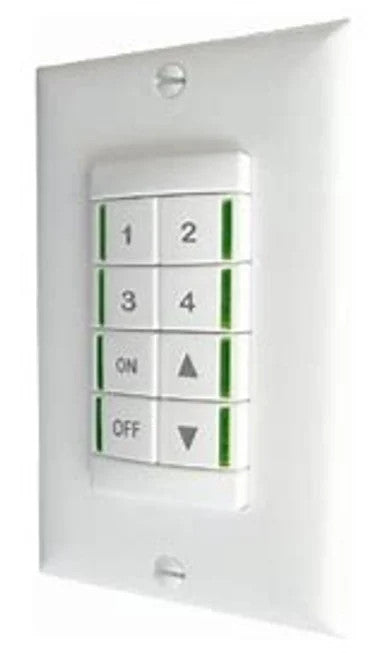 nLight Wired Aesthetic Wallpod, Four Pole, Raise/Lower Dimming, White, Buy American Act