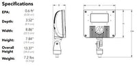 D-Series Size 1 LED Flood Luminaire, LED, Package 1, 5000K, Narrow spot, 120-277V, Knuckle mounting, Black finish,  super durable