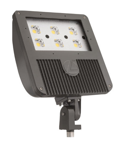 D-Series Size 3 LED Flood Luminaire, LED, 6 light engines, Up to 21387 lumens, 5000K, 70CRI, Wide flood distribution, 120-277V, Integral Slipfitter, Photocell,  buttontype, Dark bronze finish,  super durable