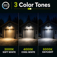 LED Solar Wall Lights - 15 Watt - 6000K Daylight Deluxe - Black Finish