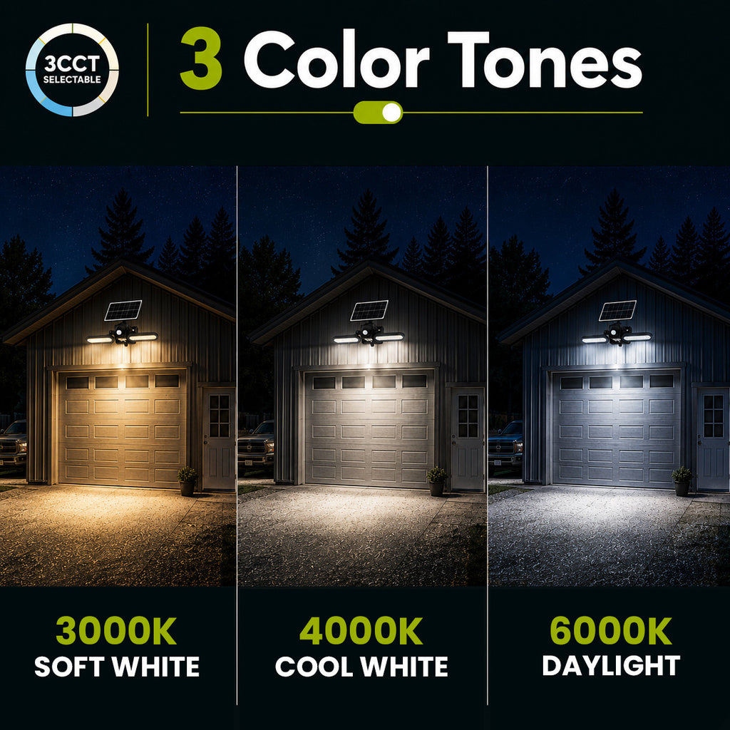 LED Solar Wall Lights - 15 Watt - 6000K Daylight Deluxe - Black Finish