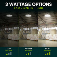 IP69K High Bay LED Light - Waterproof - Watt Selectable 200W/150W/100W - Max 30000 Lumens - Color Selectable 40K/50K - 120-277V - White Finish