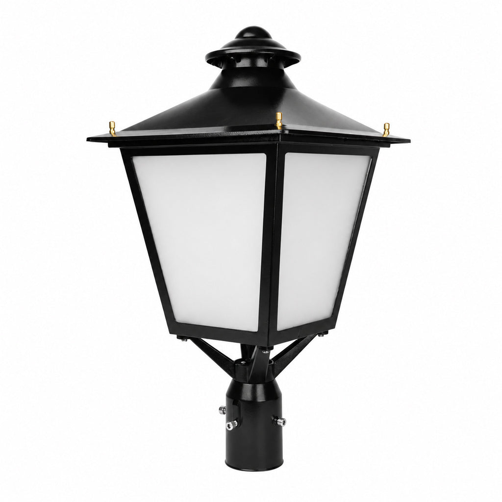 LED Decorative Post Light - 30 Watt - 3600 Lumens - Color Selectable 30K/40K/50K - 120-277V - Black - Fits Up to 3 Inch Pole Top
