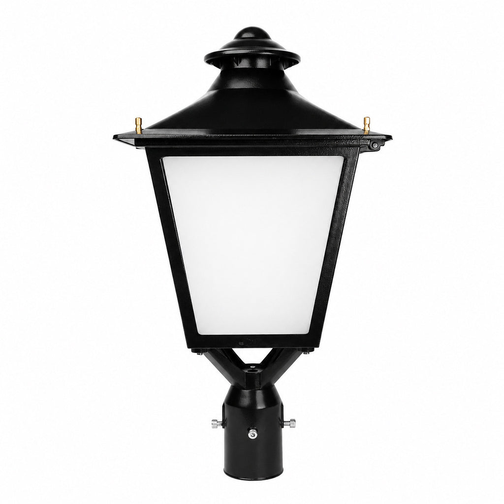 LED Decorative Post Light - 30 Watt - 3600 Lumens - Color Selectable 30K/40K/50K - 120-277V - Black - Fits Up to 3 Inch Pole Top