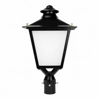 LED Decorative Post Light - 30 Watt - 3600 Lumens - Color Selectable 30K/40K/50K - 120-277V - Black - Fits Up to 3 Inch Pole Top