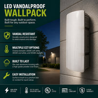 20 Watt LED Vandalproof Wallpack - 1900 Lumens - 4000K Cool White - 120-277V - Bronze Finish