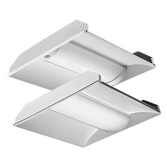 LED 2X2 Volumetric Architectural Fixture, Nominal 3300 Lm, Curved, Linear Prismatic, EldoLED Dimming 1%, 80+ Cri, 4000K