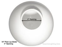 10 Inch Plastic Globe Plain Lip Opening White Acrylic