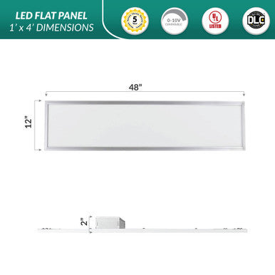 1x4 LED Flat Panel - Watt Selectable 20W/25W/30W - 3750 Max Lumens - 35K/40K/50K Color Selectable - 120-277V - Dimmable - With Recessed Sheet Rock Kit