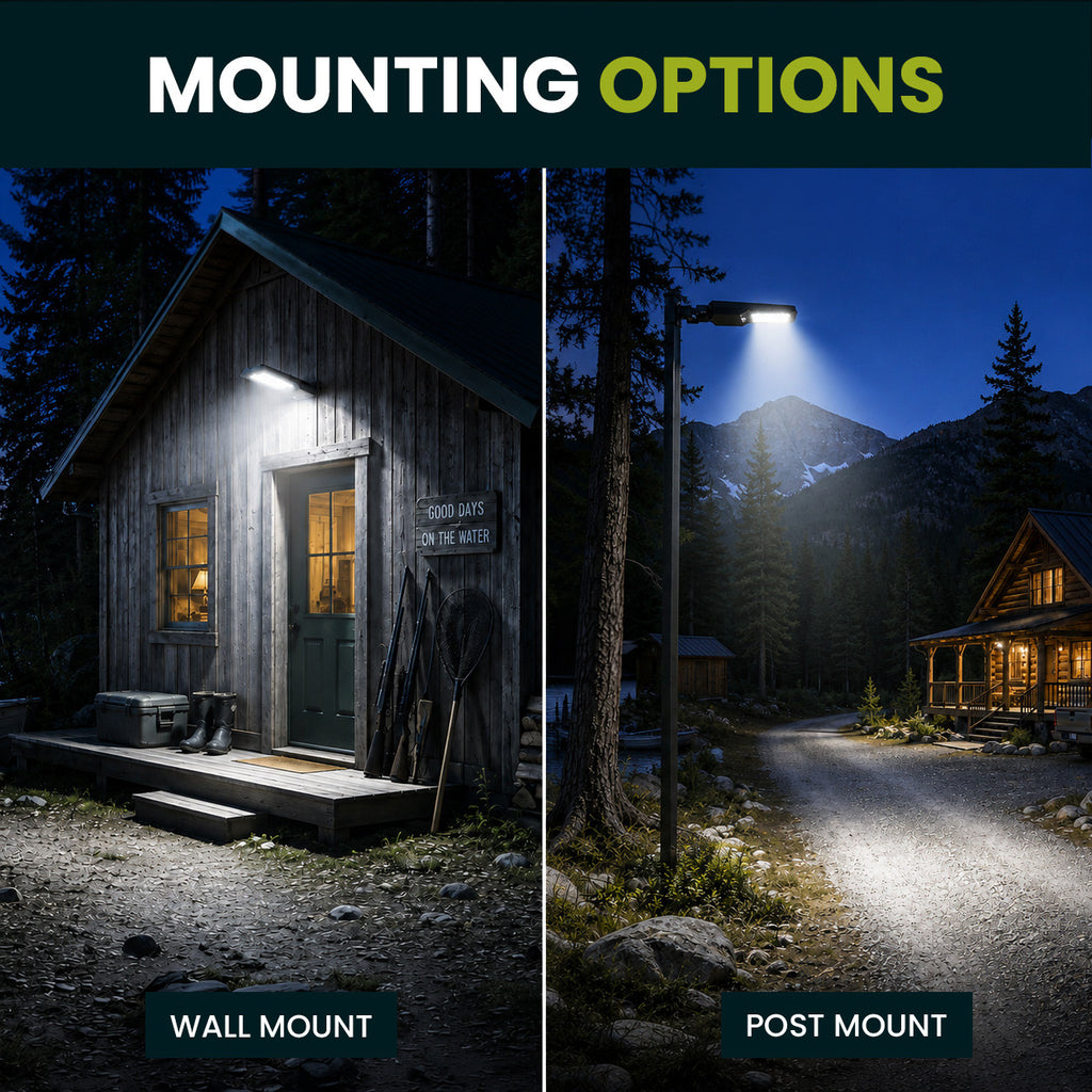 LED Dusk to Dawn Outdoor Solar Lights - Post or Wall Mounted - Choose from Multiple Wattages