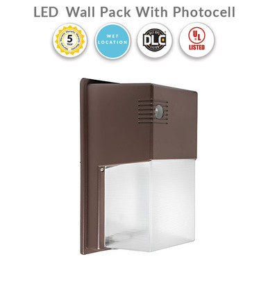 Turtle Friendly LED Rectangle Wall Packs - Economical Outdoor Wall Lights With Photocell - Choose Your Finish