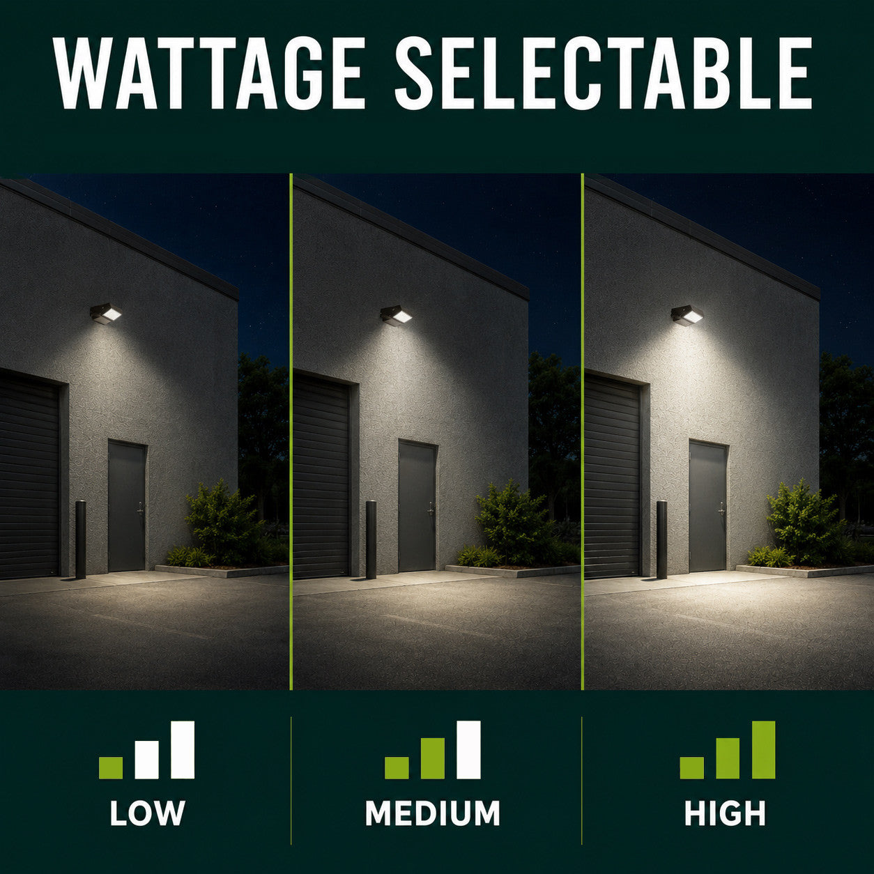 LED Uplight Adjustable Wallpack - Multi Watt Selectable 20W/30W/40W - Color Selectable 30K/40K/50K - Built-in Photocell with Switch - Bronze Finish - 0-10V Dimmable - 120-277V