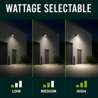 LED Uplight Adjustable Wallpack - Multi Watt Selectable 20W/30W/40W - Color Selectable 30K/40K/50K - Built-in Photocell with Switch - Bronze Finish - 0-10V Dimmable - 120-277V