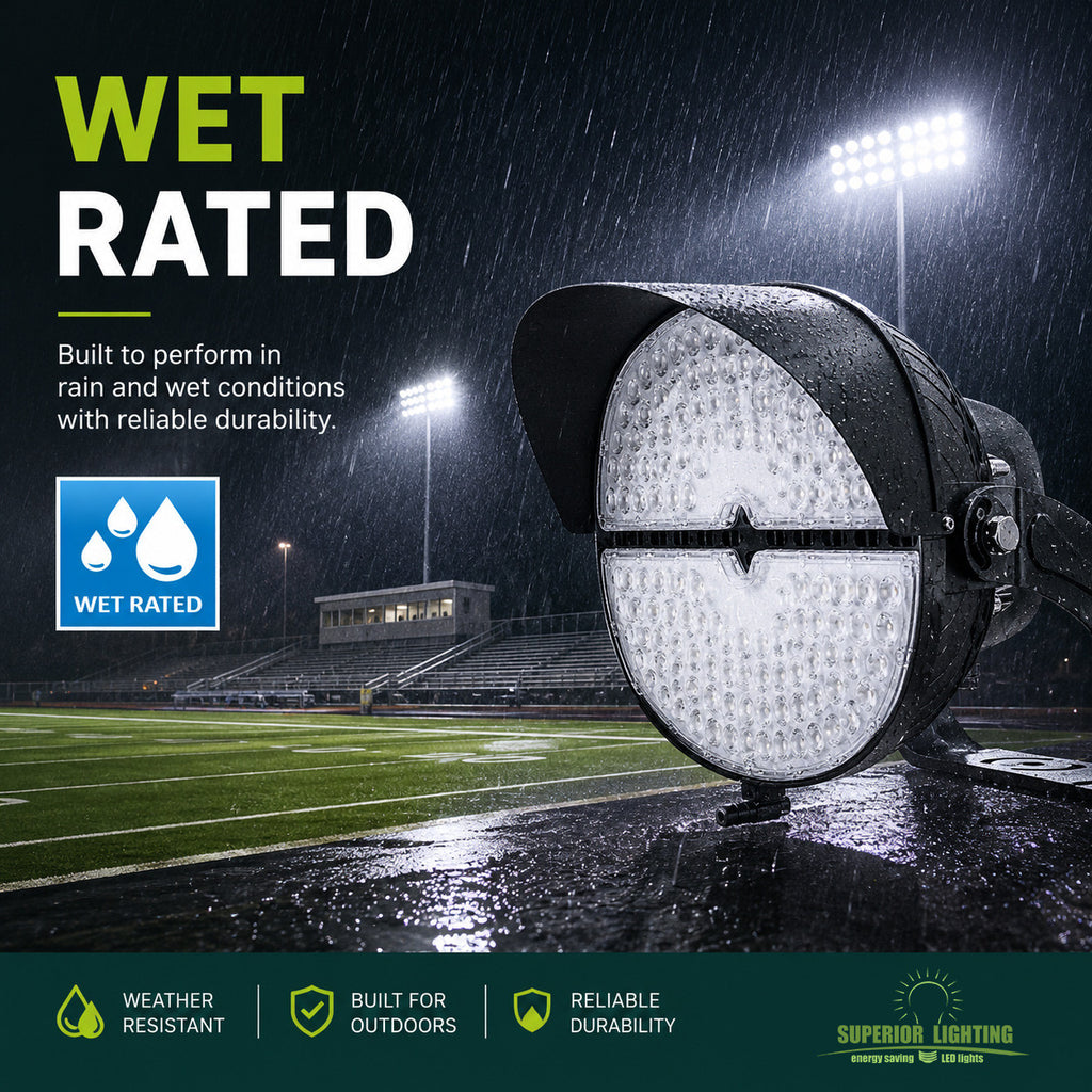 LED Stadium Light - 500W - 120/277V - 5000K Daylight - 68000 Lumen - Yoke Mount - Black Finish