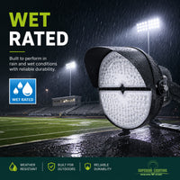 LED Stadium Light - 500W - 120/277V - 5000K Daylight - 68000 Lumen - Yoke Mount - Black Finish