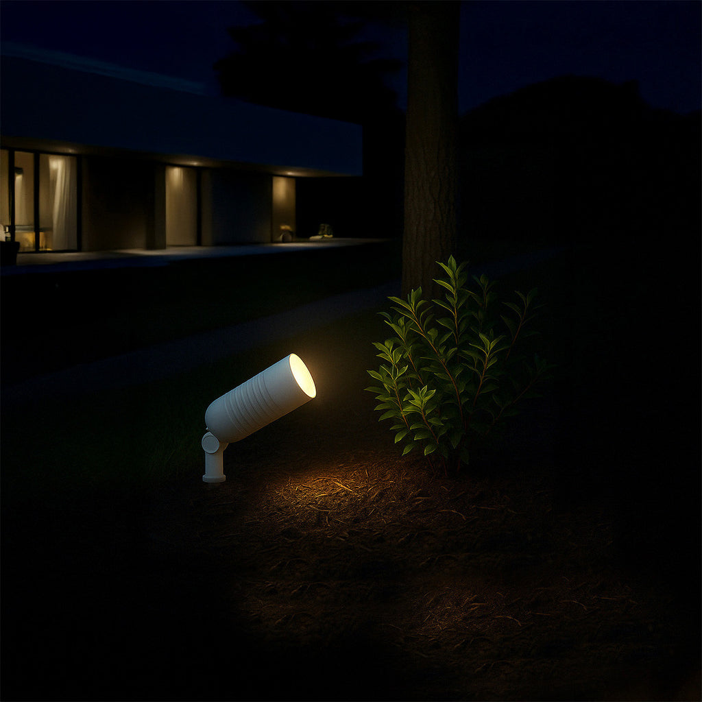 Slim Bullet LED Landscape Light - 8 Watts - 700 Lumens - 120V - Color Temperature Selectable 30K/40K/50K  - Knuckle Mount - White Finish