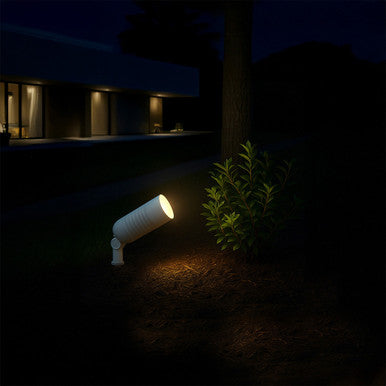 Slim Bullet LED Landscape Light - 8 Watts - 700 Lumens - 120V - Color Temperature Selectable 30K/40K/50K  - Knuckle Mount With Included Stake - White Finish
