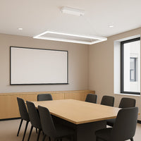 Suspended Frame LED Pendant - 4x1 Foot - Multi Watt Selectable 40/50/60 Watts - Color Temperature Selectable 30/35/40K - 120-277V - White Finish