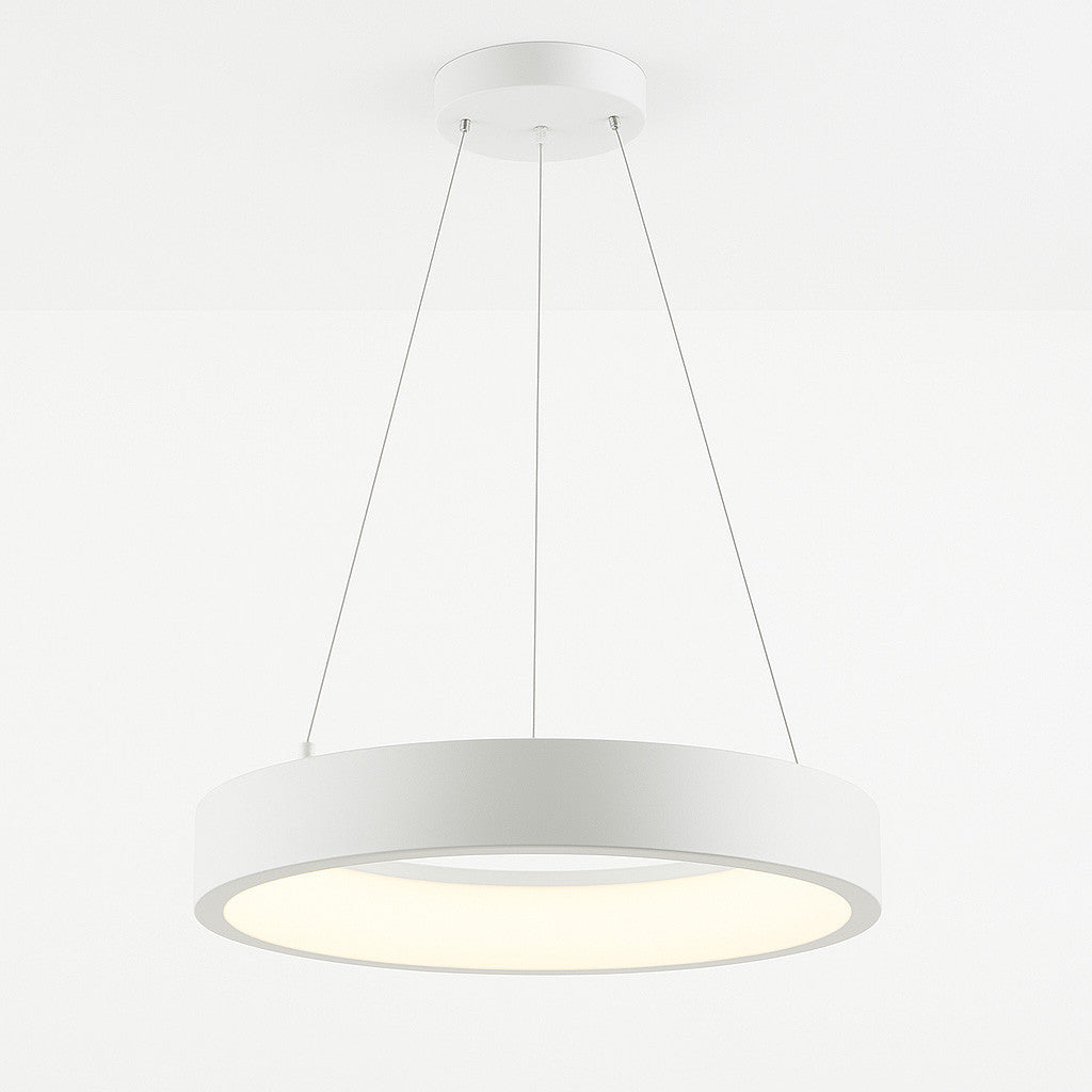 LED Hollow Circle Pendant - 24 Inch - Up-Down Light - 40 Watt - Color Selectable 27K/30K/35K/40K/50K - 120-277V - White Finish