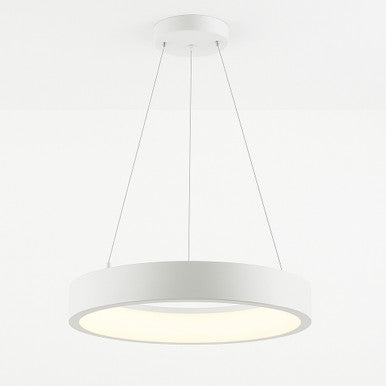 LED Hollow Circle Pendant - 24 Inch - Up-Down Light - 40 Watt - Color Selectable 27K/30K/35K/40K/50K - 120-277V - White Finish