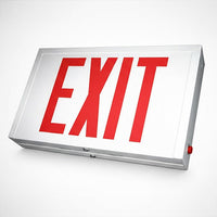 White LED Steel Housing Exit Sign w/ Battery Back Up - Red Lettering - With Battery Back-Up