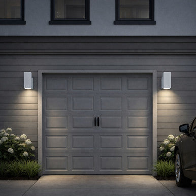 LED Square Cylinder Sconce Wall Light - 20 Watt - 960 Lumens - Color Selectable 30K/40K/50K - 120V - White Finish - Dimmable Down Light