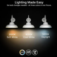 LED Outdoor Gooseneck Wall Lights - Large 40 Watts - 4800 Lumens - Color Selectable 30K/40K/50K - 120-277V - Integrated Photocell - White Finish
