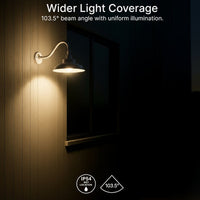 LED Outdoor Gooseneck Wall Lights - Large 40 Watts - 4800 Lumens - Color Selectable 30K/40K/50K - 120-277V - Integrated Photocell - White Finish