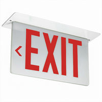 Lithonia Aluminum Edge-Lit Exit Sign, White, Single face, Red on clear, Left Arrow, Dual voltage, Emergency Battery