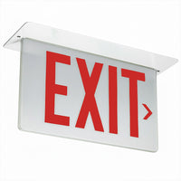 Lithonia Aluminum Edge-Lit Exit Sign, Single face, Red on white, Right, Dual voltage, AC Only - NO Emergency Battery