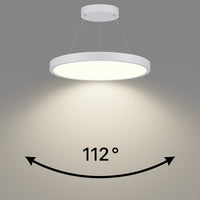 LED Round Suspended Panel Light - 48 Inch - Down Light - Multi Watt Selectable 60/80/100W - Color Selectable 30K/35K/40K - 120-277V - White Finish