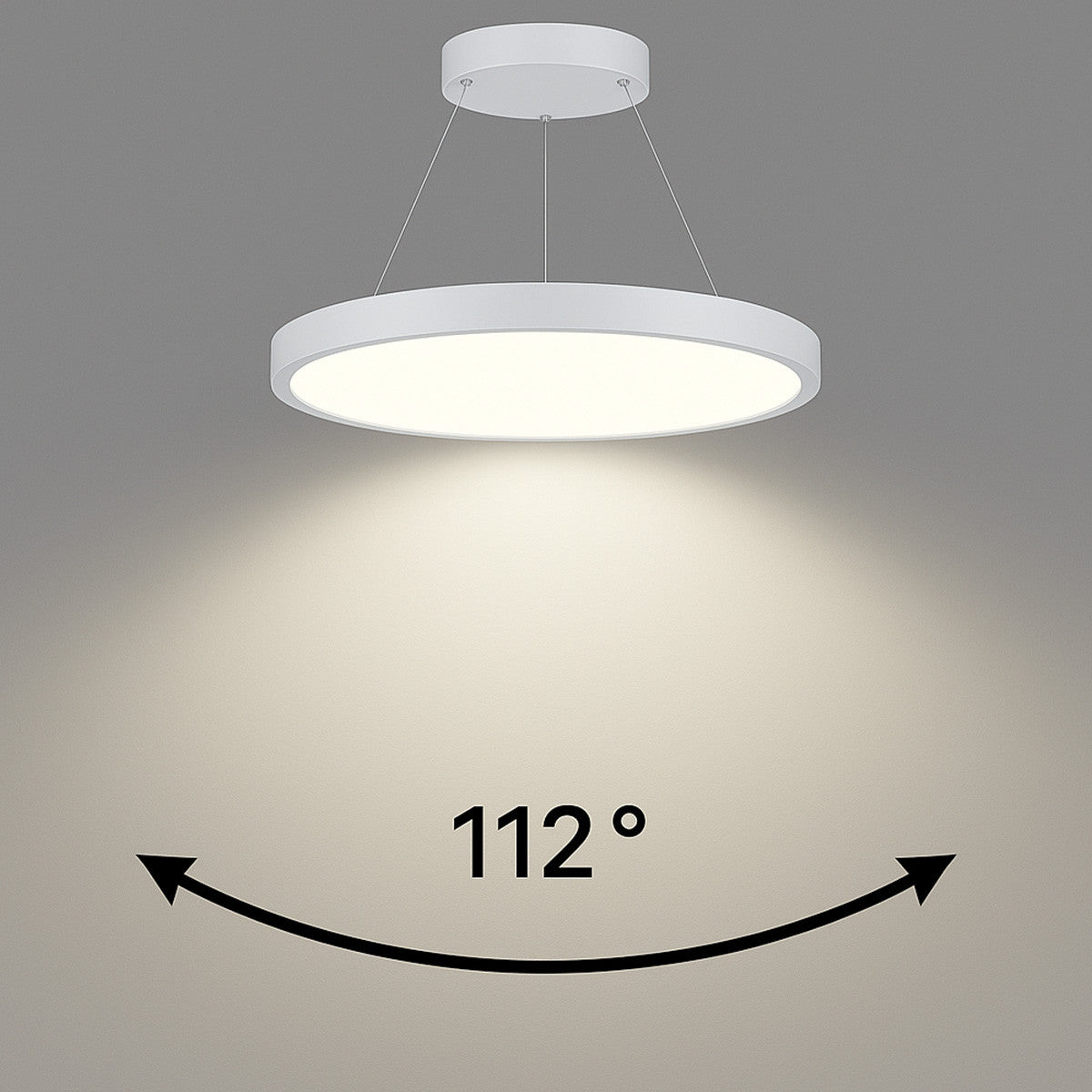 LED Round Suspended Panel Light - 24 Inch - Down Light - Multi Watt Selectable 30/40/50W - Color Selectable 30K/35K/40K - 120-277V - White Finish