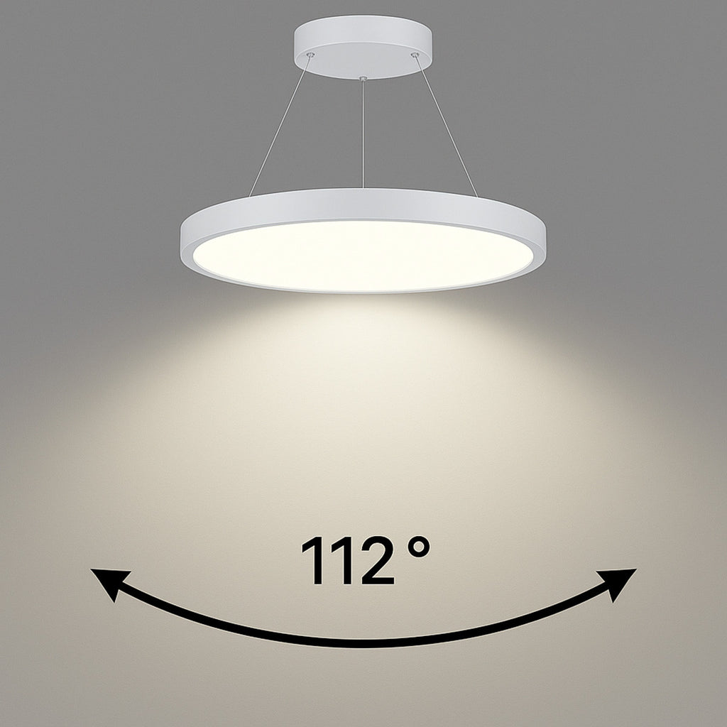 LED Round Suspended Panel Light - 32 Inch - Down Light - Multi Watt Selectable 40/60/80W - Color Selectable 30K/35K/40K - 120-277V - White Finish