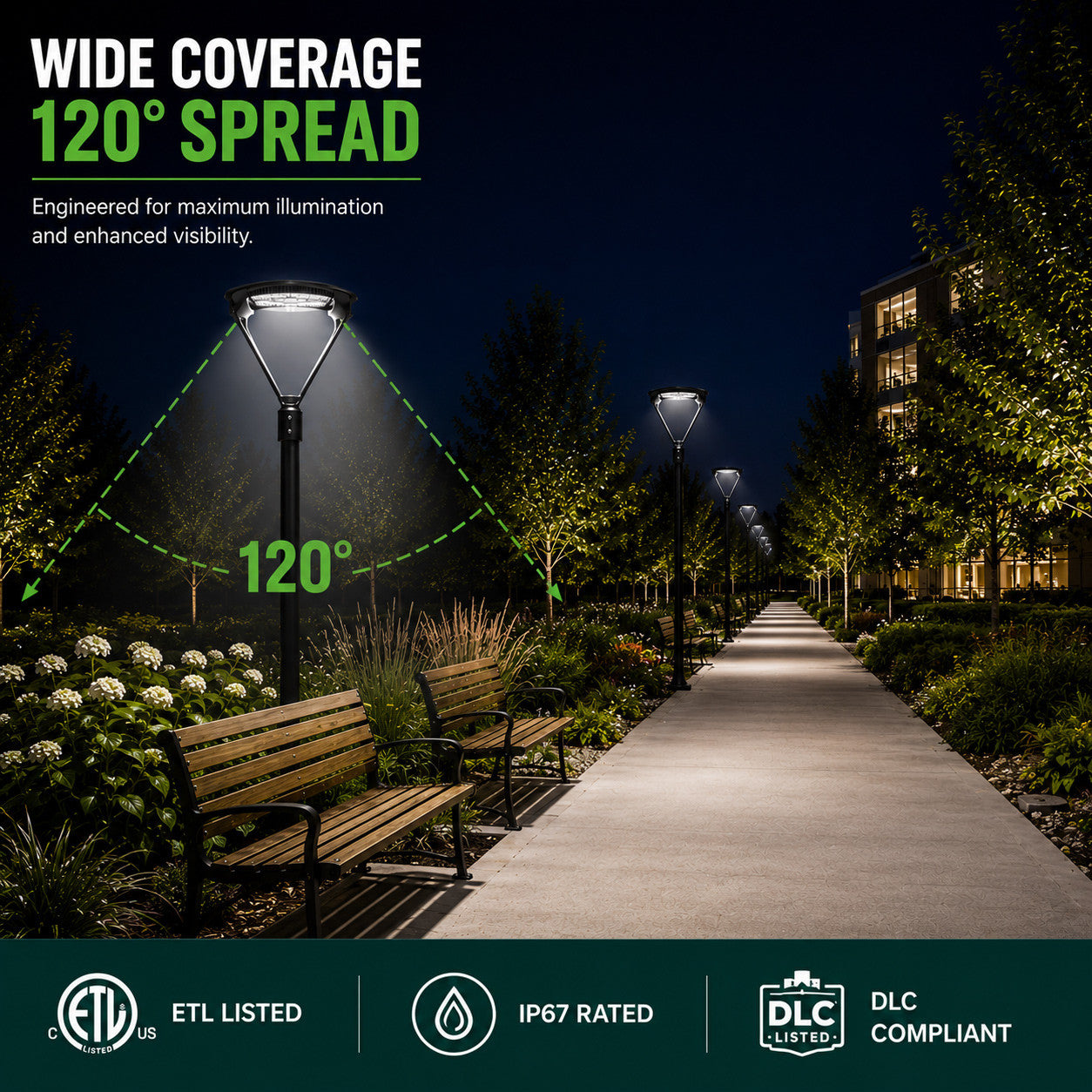 LED Modern Pole Light - 150 Watt - 19500 Lumens - 5000K Daylight - 120-277V - Bronze - Fits Up to 2.5 Inch Pole Top