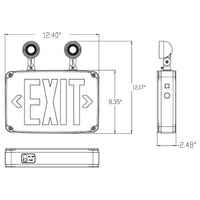 Wet Location Universal Single/Double Face Red & Green Led Exit Sign Combo Unit Black Finish